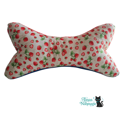 Leseknochen Erdbeeren - Nacken-und Lesekissen aus Baumwolle und Jeans, handgemacht