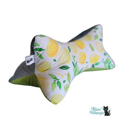 Leseknochen Zitronen – Nacken- und Lesekissen aus Baumwolle & Jeans Handmade