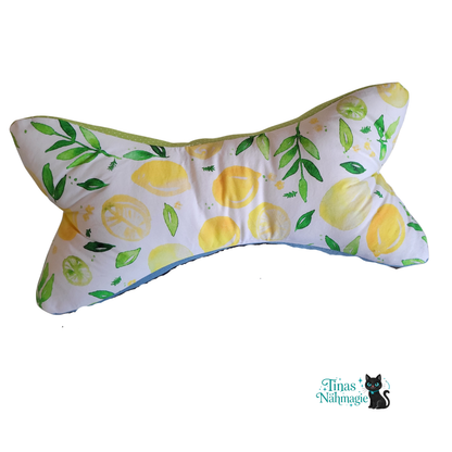 Leseknochen Zitronen – Nacken- und Lesekissen aus Baumwolle & Jeans Handmade